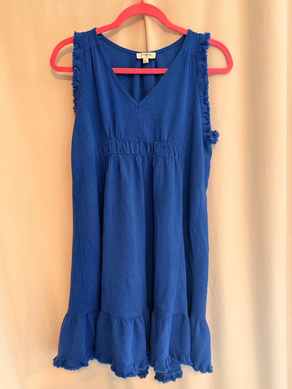 Umgee Royal Blue Sleeveless Frayed-Hem Dress
